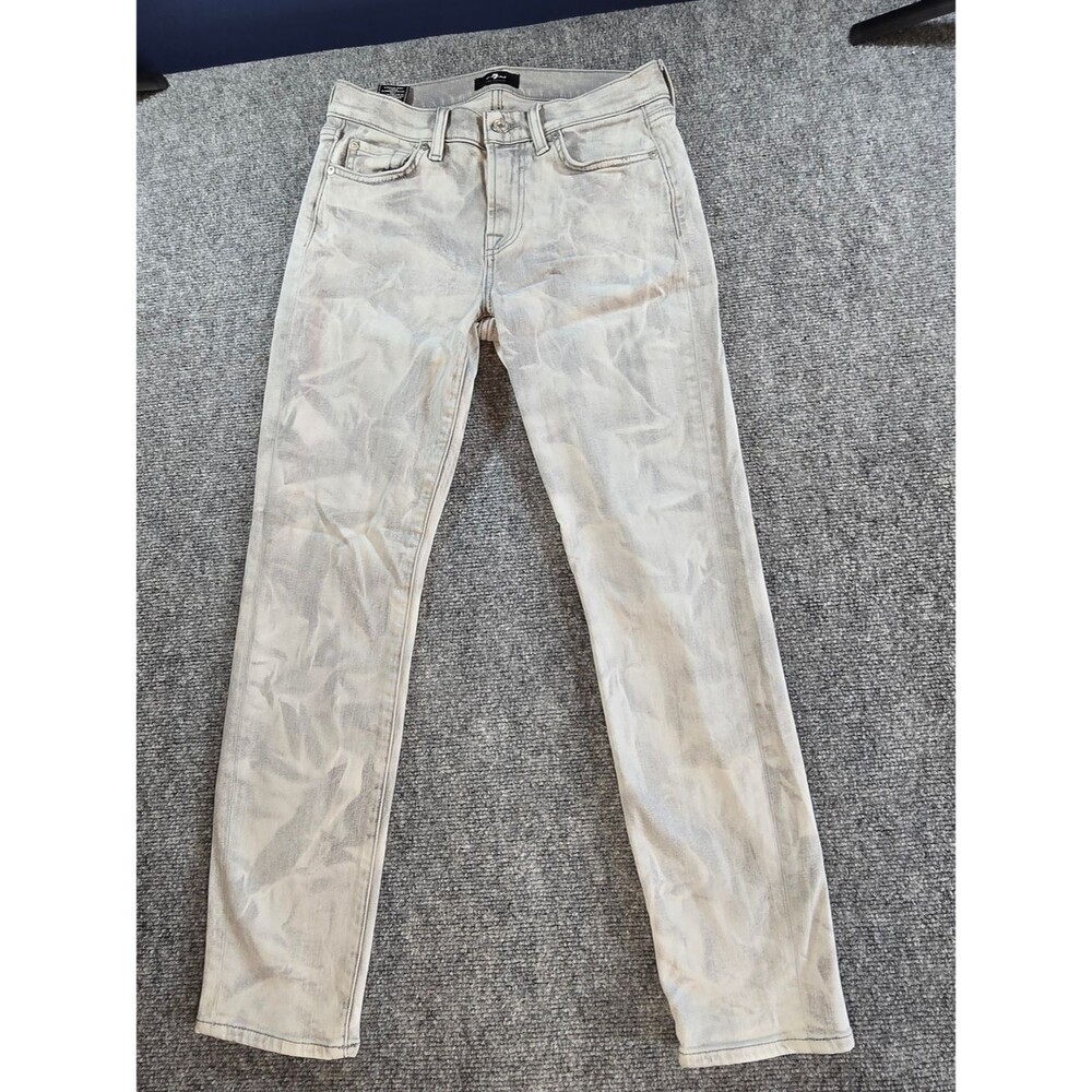 7 For All Mankind Gray Marbled Denim Jeans Womens 28 Premium Designer